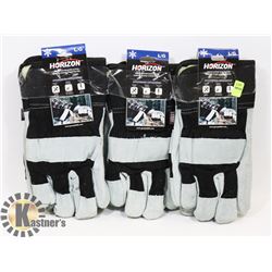 3 PAIRS OF WINTER WORK GLOVES