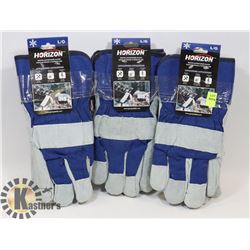 3 PAIRS OF WINTER WORK GLOVES