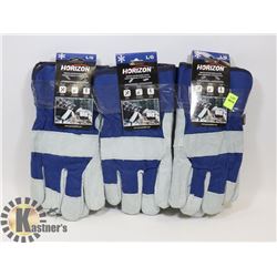 3 PAIRS OF WINTER WORK GLOVES