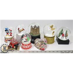 BOX OF SNOW GLOBES.