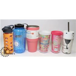 6 NEW WATER BOTTLES AND CUPS