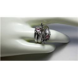 3)  UNIQUE SILVER TONE SETTING WITH PINK