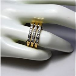 14)  YELLOW GOLD FILLED TRIPLE RING WITH