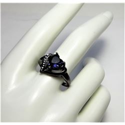 2)  BLACK RHODIUM PLATED RING WITH