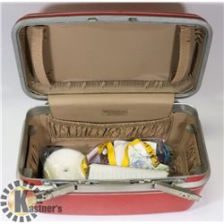 VINTAGE RED SAMSONITE HARDCASE SEWING CASE