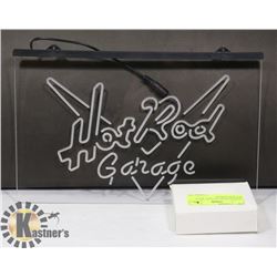 LIGHTED NEON LED SIGN "BLUE" HOT ROD GARAGE