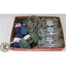 BOX OF PATONS PEAK/WOOL WITH NEEDLES