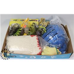 BOX OF SAFETY GEAR-HELMET/GLOVES/GLASSES