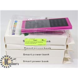 LOT OF 4 NEW SOLAR CHARGER BANKS SLIM METAL