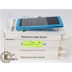 LOT OF 4 NEW SOLAR CHARGER BANKS SLIM METAL