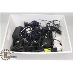 ASSORTMENT OF ELECTRICAL WIRE PLUGS, EAR BUDS.