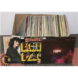 BOX W/ ROCK MUSIC VINYL RECORDS