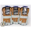 3 PAIRS OF WINTER LEATHER WORK GLOVES