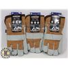 3 PAIRS OF WINTER LEATHER WORK GLOVES