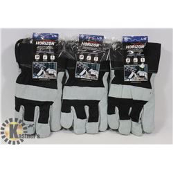 3 PAIRS OF WINTER WORK GLOVES