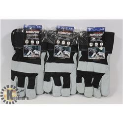 3 PAIRS OF WINTER WORK GLOVES