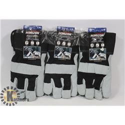3 PAIRS OF WINTER WORK GLOVES
