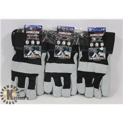 3 PAIRS OF WINTER WORK GLOVES