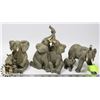 LOT OF 3 ASSORTED ELEPHANT STATUES