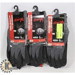 3X PAIR OF WINTER WORK GLOVES - SIZE L