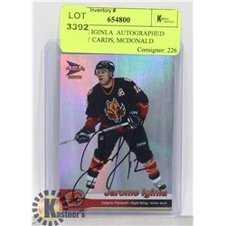 JAROME IGINLA  AUTOGRAPHED HOCKEY CARDS, MCDONALD