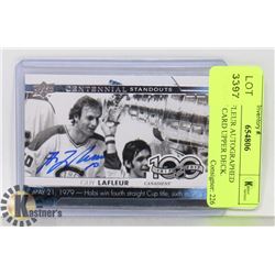 GUY LAFLEUR AUTOGRAPHED HOCKEY CARD UPPER DECK.