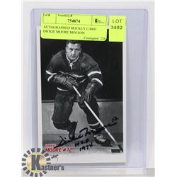 AUTOGRAPHED HOCKEY CARD DICKIE MOORE MOLSON