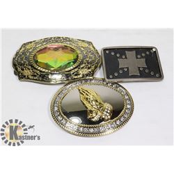LOT OF 3 DESIGNER BELT BUCKLES