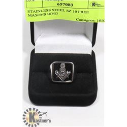 STAINLESS STEEL SZ 10 FREE MASONS RING