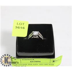 GEM STONE INLAID .925 SILVER RINGS SZ 6