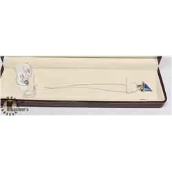 SILVER TONE SHARK TOOTH BLUE FIRE OPAL PENDANT