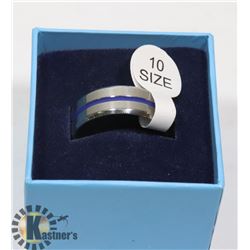 BLUE LINE TUNGSTEN MENS RING SIZE 10.