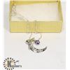 Image 1 : SILVER-TONED AMETHYST MOON NECKLACE