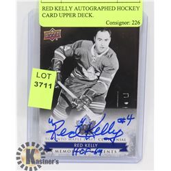 RED KELLY AUTOGRAPHED HOCKEY CARD UPPER DECK.