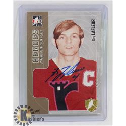 GUY LAFLEUR QUEBEC ACES AUTOGRAPHED CARD,