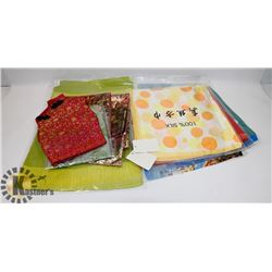 FLAT OF SILK PURSES AND FABRIC