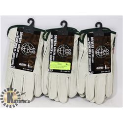 SET OF 3 BOB DALE SZ M GRAIN LEATHER DRIVER GLOVES