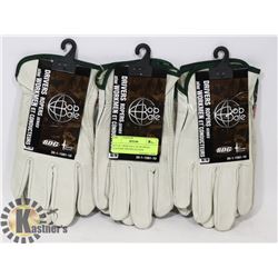 SET OF 3 BOB DALE SZ M GRAIN LEATHER DRIVER GLOVES