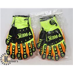TWO PAIRS OF HIGH VISIBILITY " T-REX" GLOVES SZ XL MADE