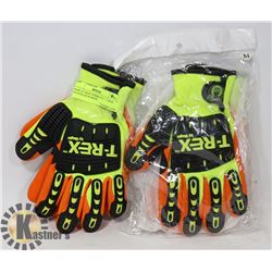 TWO PAIRS OF HIGH VISIBILITY " T-REX" GLOVES SZ XL MADE