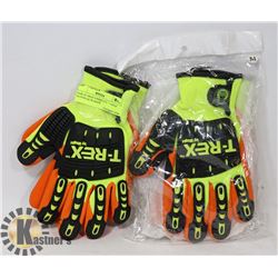 TWO PAIRS OF HIGH VISIBILITY " T-REX" GLOVES SZ XL MADE