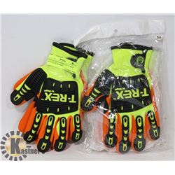 TWO PAIRS OF HIGH VISIBILITY " T-REX" GLOVES SZ XL MADE
