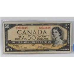 1954 CANADIAN FIFTY DOLLAR DEVILS FACE BILL