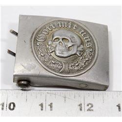 VINTAGE GERMAN SKULL HEAD BELT BUCKLE "GOT MIT