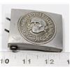 Image 1 : VINTAGE GERMAN SKULL HEAD BELT BUCKLE "GOT MIT
