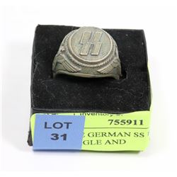 VINTAGE GERMAN SS RING SIZE 11 WITH EAGLE AND