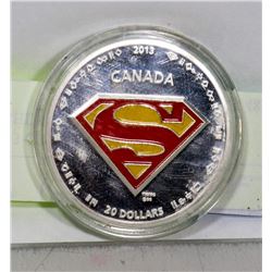 2013 CANADIAN $20 SUPERMAN S-SHIELD 1 OZ FINE