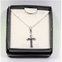 STERLING SILVER CROSS PENDANT ON 14" CHAIN