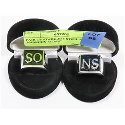 PAIR OF STAINLESS STEEL SONS OF ANARCHY "SONS"