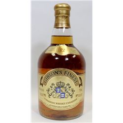 GIBSONS 12 YEAR CANADIAN WHISKEY 750ML, 40%.